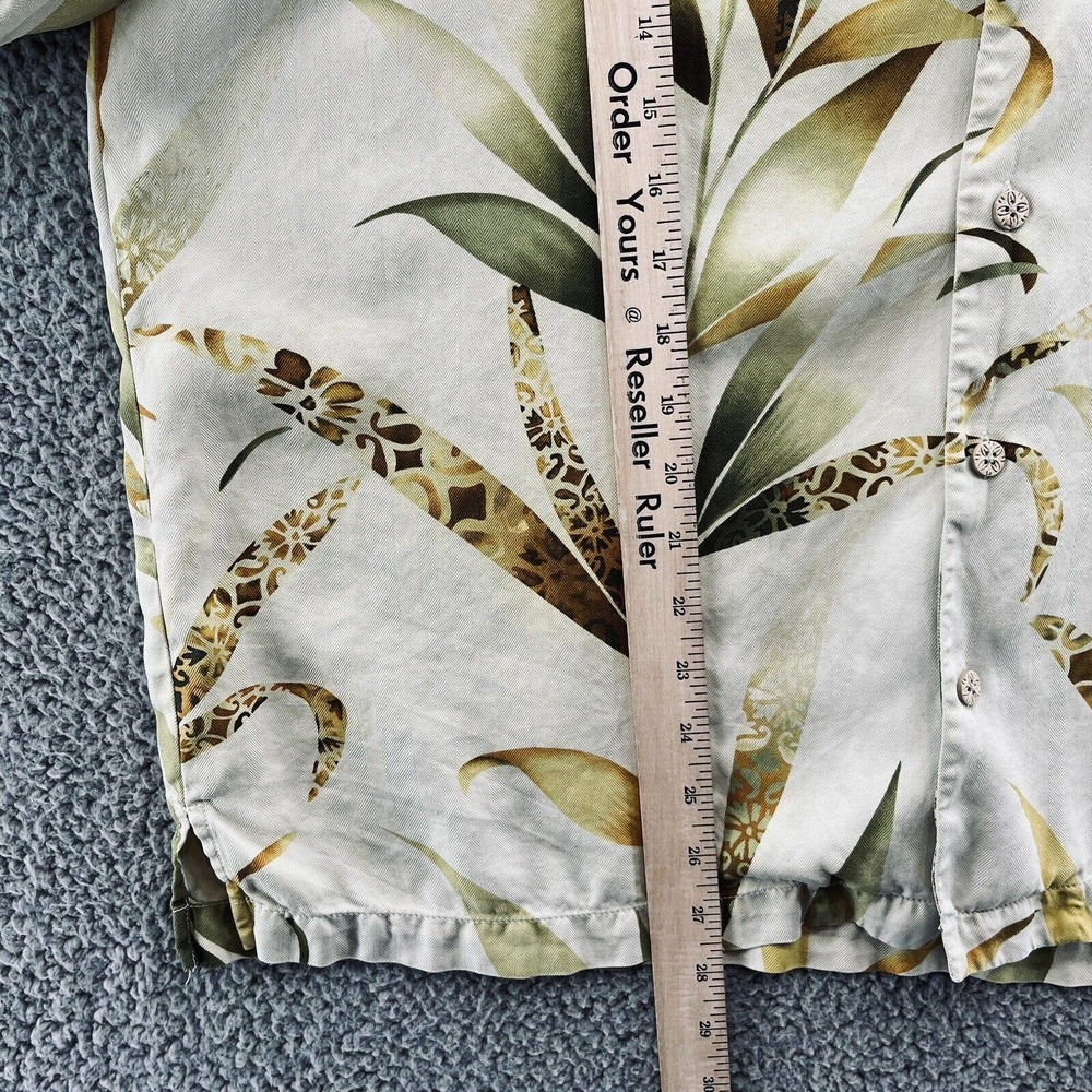 Tommy Bahama Shirt Cream Silk Tropical Botanic Short Sleeve Button Up - Picture 6 of 9